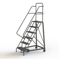 Heavy Duty Rolling Ladder, 6 Steps, 24" Step Width, 60" Platform Height, Steel R.M.G. Prévention