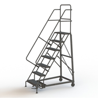 Heavy Duty Rolling Ladder, 7 Steps, 24" Step Width, 70" Platform Height, Steel R.M.G. Prévention