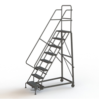 Heavy Duty Rolling Ladder, 8 Steps, 24" Step Width, 80" Platform Height, Steel R.M.G. Prévention