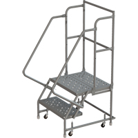Deep Top Step Rolling Ladder, 2 Steps, 16" Step Width, 20" Platform Height, Steel R.M.G. Prévention