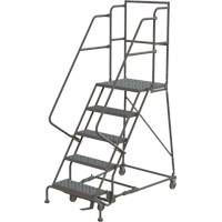 Deep Top Step Rolling Ladder, 5 Steps, 16" Step Width, 50" Platform Height, Steel R.M.G. Prévention