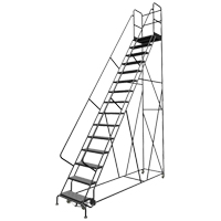 Deep Top Step Rolling Ladder, 15 Steps, 24" Step Width, 150" Platform Height, Steel R.M.G. Prévention