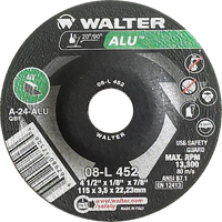 Meules &agrave; moyeu d&eacute;port&eacute; - Aluminium type 27, 4-1/2" x 1/8", Arbre de 7/8", Type 27 R.M.G. Prévention