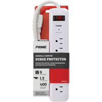 Surge Protector, 6 Outlets, 400 J, 1875 W, 2' Cord R.M.G. Prévention