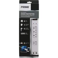 USB Charging Surge Protectors, 4 Outlets, 1200 J, 1875 W, 4' Cord R.M.G. Prévention