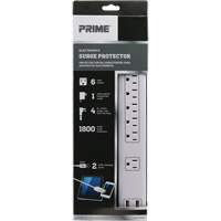 USB Charging Surge Protectors, 6 Outlets, 1800 J, 1875 W, 4' Cord R.M.G. Prévention