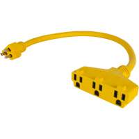 Adaptateur de rallonge d'alimentation, Ext&eacute;rieur, STOW, AWG 12/3, 15 A, 3 prise(s), 2' R.M.G. Prévention